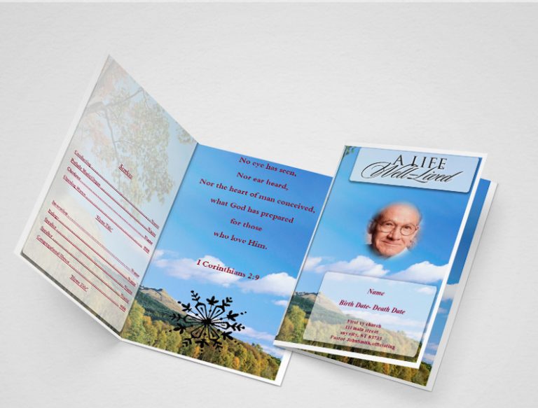 bi-fold Funeral Program Template | Funeral Template