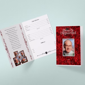 Dark Rose Tabloid Funeral Program Template