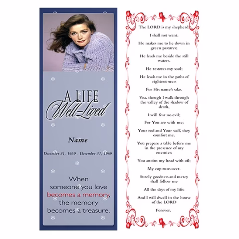 Dot Blue Funeral Bookmarks
