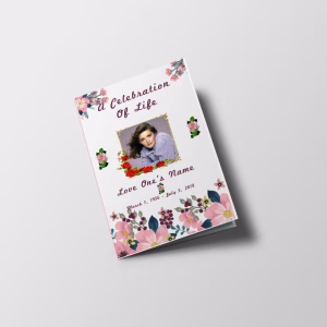 Pink Floral Funeral Program Letter Size