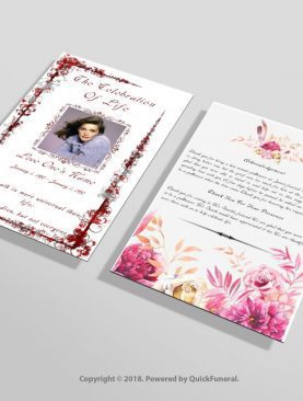 Red Floral Funeral Invitation Template