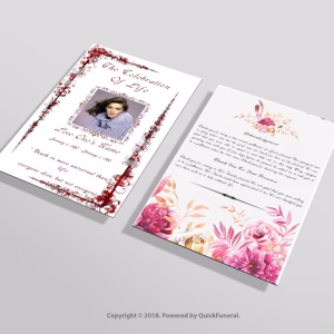 Red Floral Funeral Invitation Template