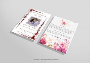 Red Floral Funeral Invitation Template