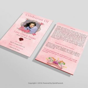 Rose Pink Funeral Invitation Template