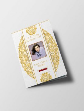 White Gold Dignity Funeral Program Half Letter Size