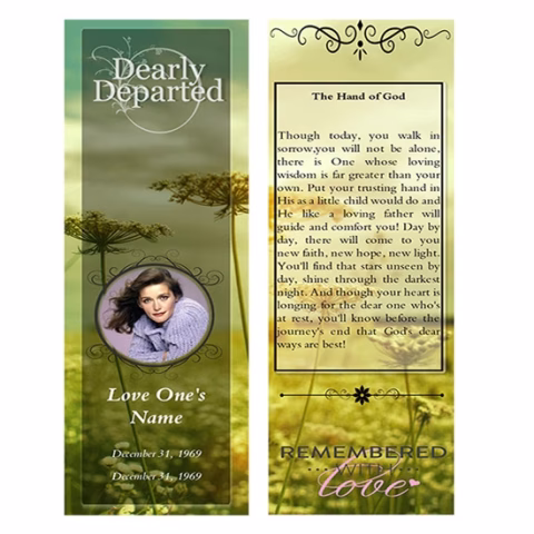 Yellow Flower Funeral Bookmarks
