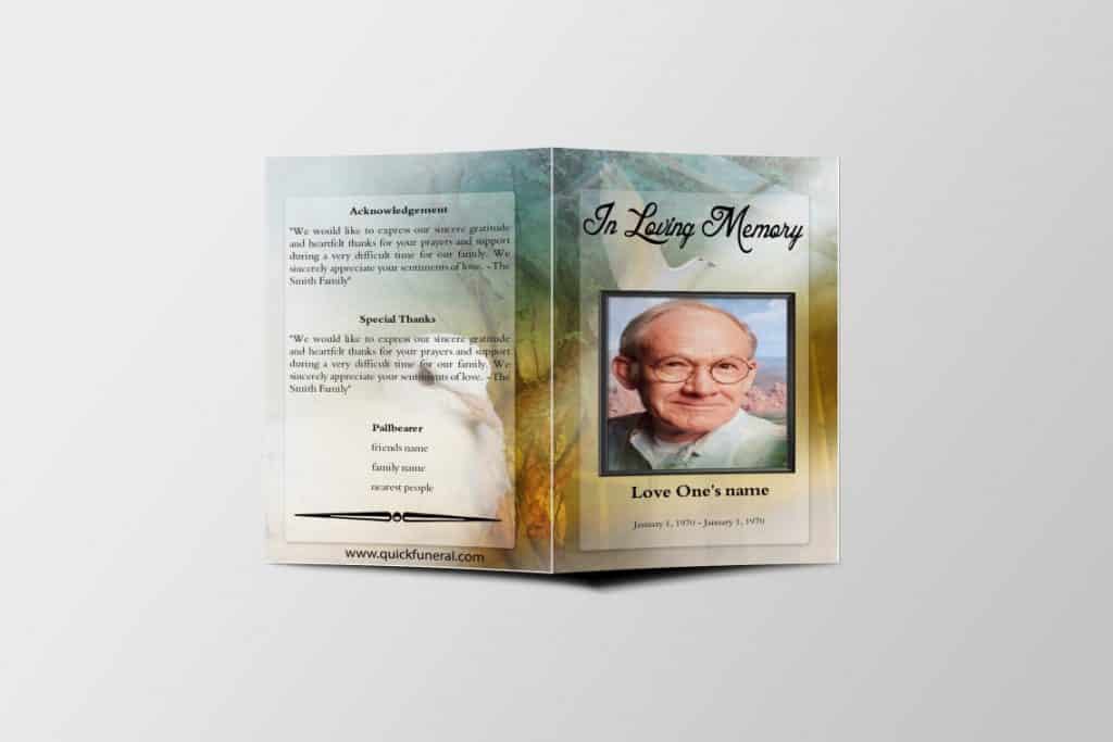 Lovely Dove Funeral Program 