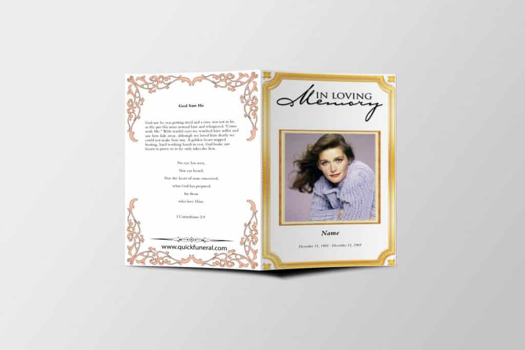 Golden Border Funeral Program | Funeral Program Templates