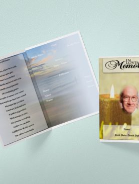 Yellow Candle Funeral Program Template