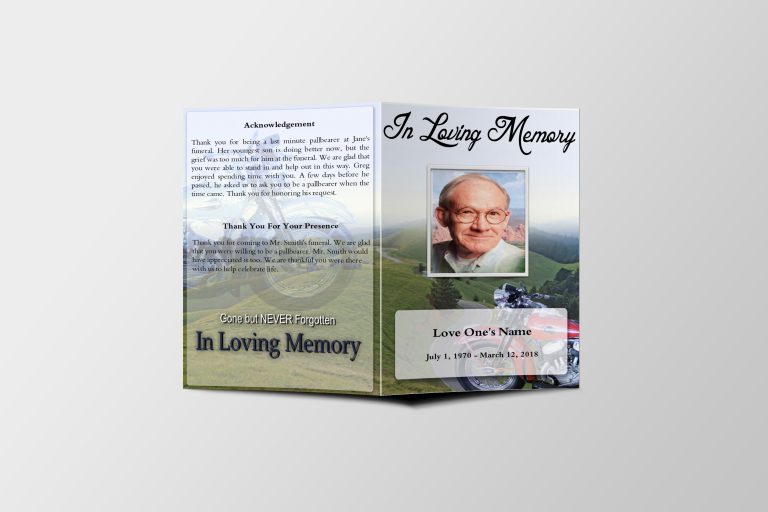 Bike Ride Funeral Program Template | Funeral Program Template