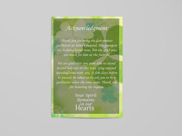 Celtic irish green funeral program template back cover