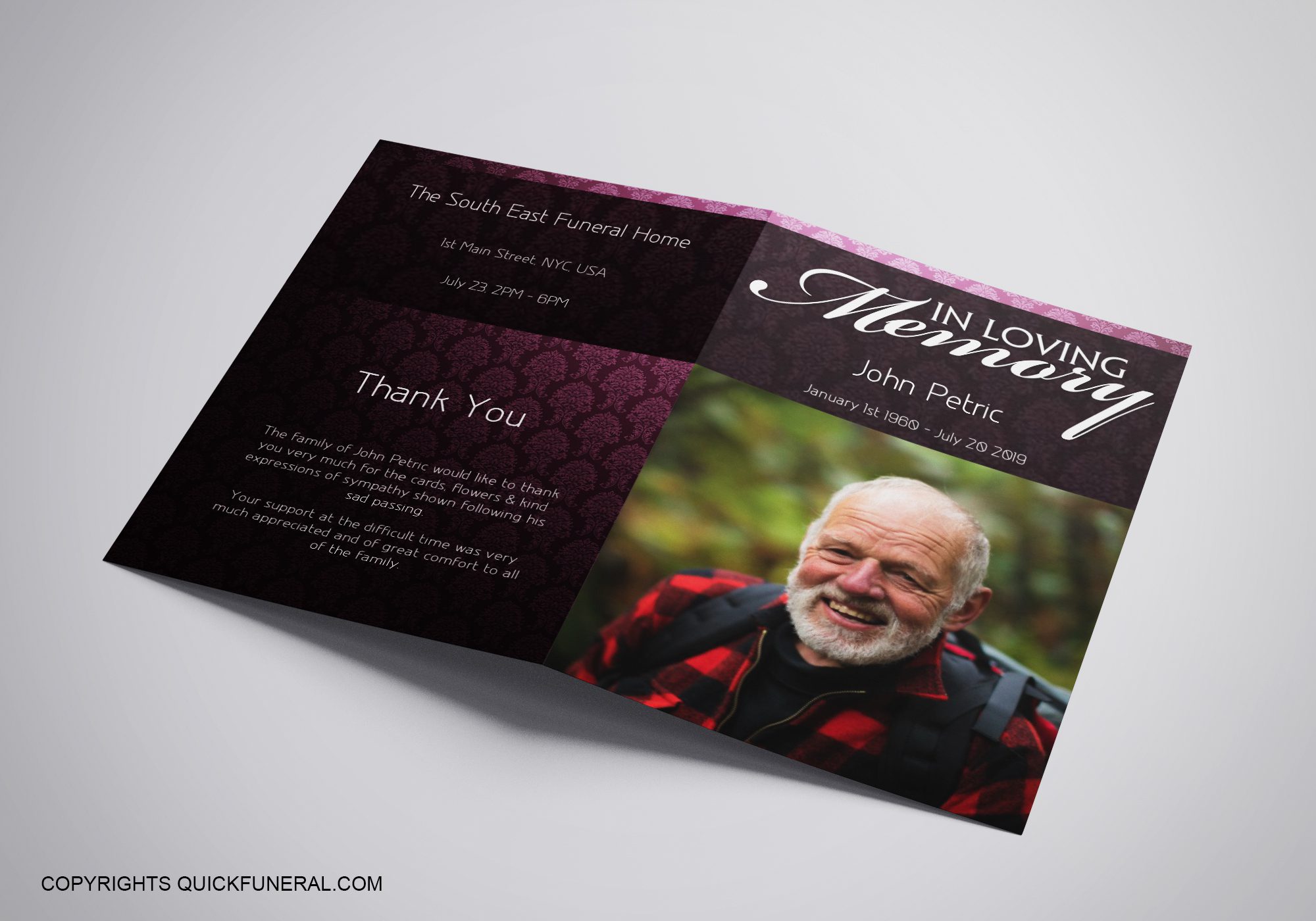 NonReligious Funeral Program Template QuickFuneral LLC