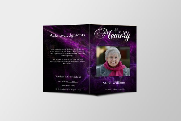 Purple Funeral Program Template Covers