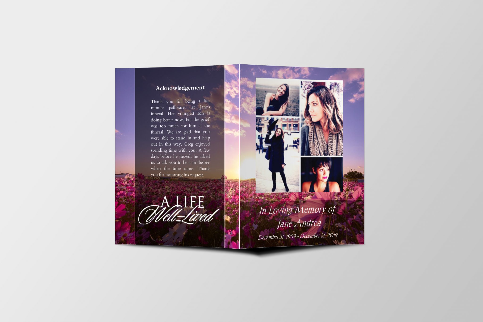 Royal Gold Funeral Program Half Letter Size | Half Page Funeral Program