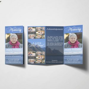 Blue Ocean Trifold Funeral Program Template Covers