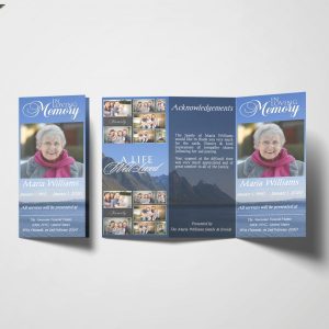 Blue Ocean Trifold Funeral Program Template Covers