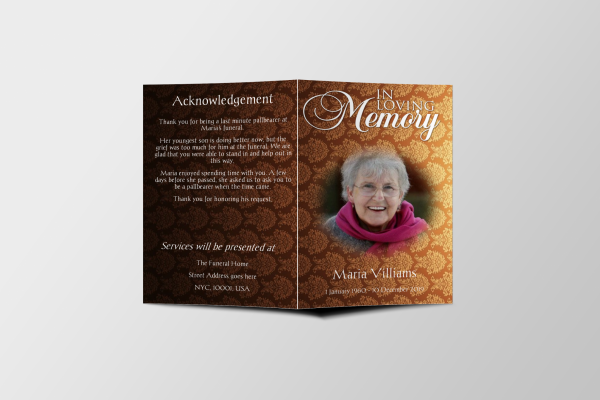 Ancient funeral program template cover
