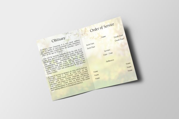 Lily Funeral Program Template Inside Panel