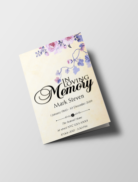 Floral No Photo Funeral Program Template