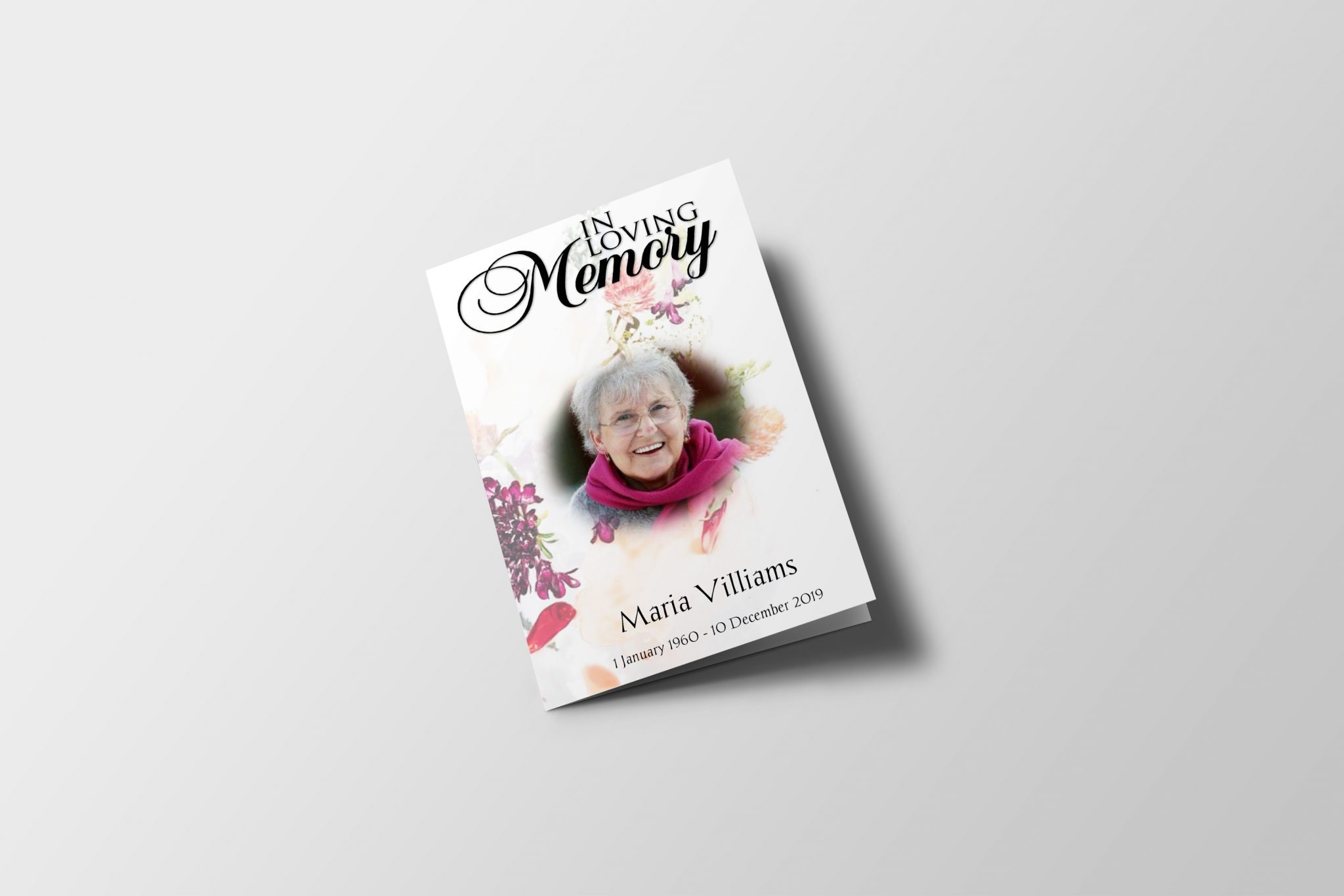 Floral Less Color Funeral Program Template | QuickFuneral LLC