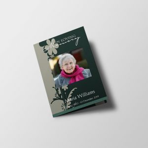 green floral abstract funeral program template