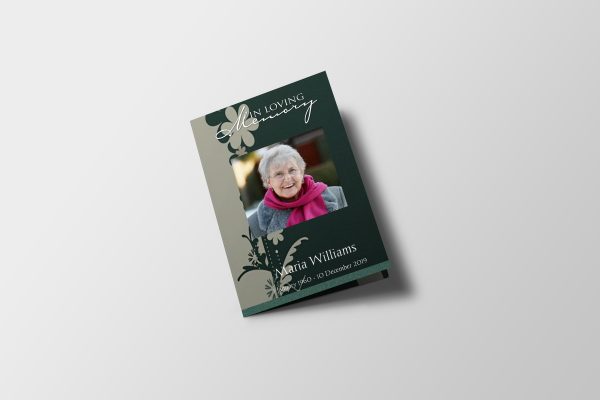 green floral abstract funeral program template