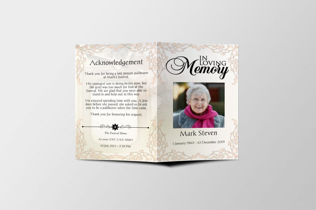 Elegant Frame Funeral Program Template | QuickFuneral LLC