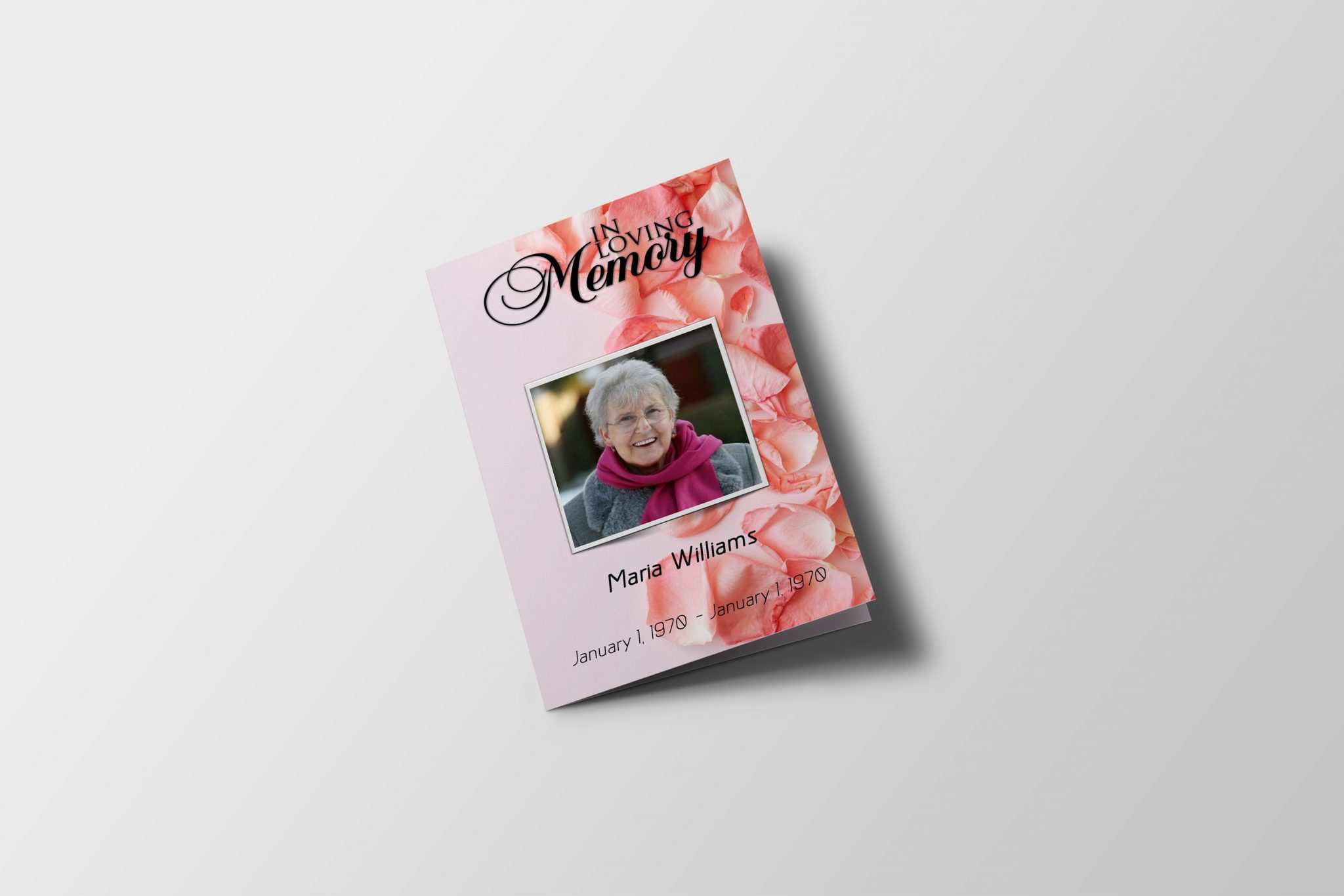 Pink Rose Petals Funeral Program Template | QuickFuneral LLC