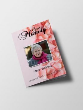 Pink Rose Petals Funeral Program Template