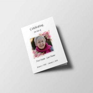 Simply Floral Half Letter Size Funeral Program Front Cover