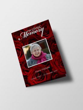 Red Rose Petals Funeral Program Template