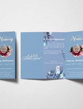 Simply Blue Trifold Funeral Program