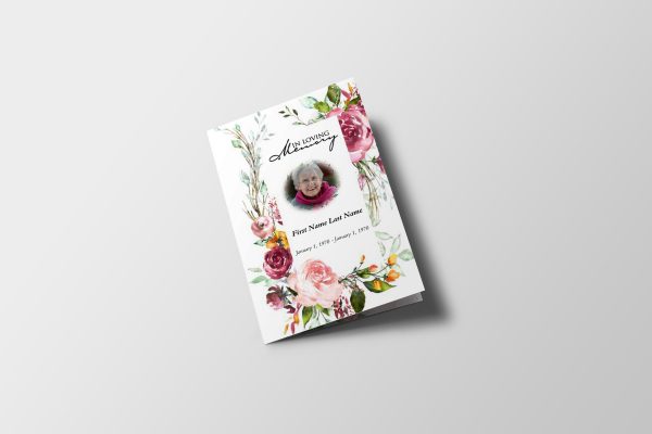 Simply Floral 6 Page Funeral Program Template