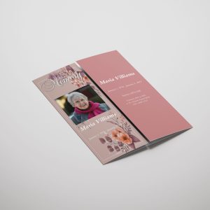 Pink Floral Gatefold Funeral Program