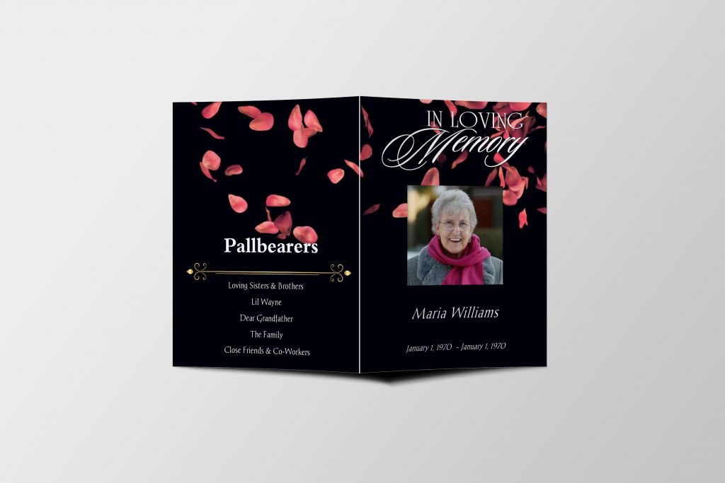 Premium Petals Funeral program Template Half Page Funeral Program