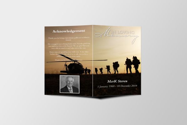 Army Special Funeral Program Template front cover