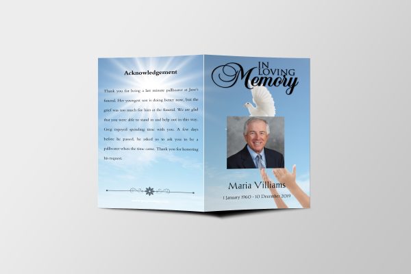 Dove 8 Page Funeral Program Template front cover