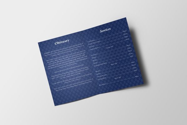 Blue Curtain Funeral Program Template inner page