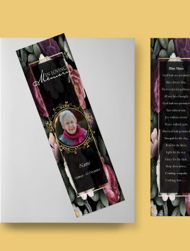 Premium Floral Funeral Bookmark Template