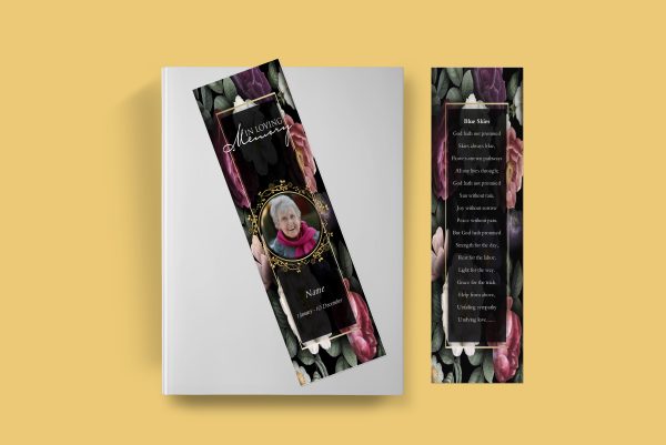 Premium Floral Funeral Bookmark Template