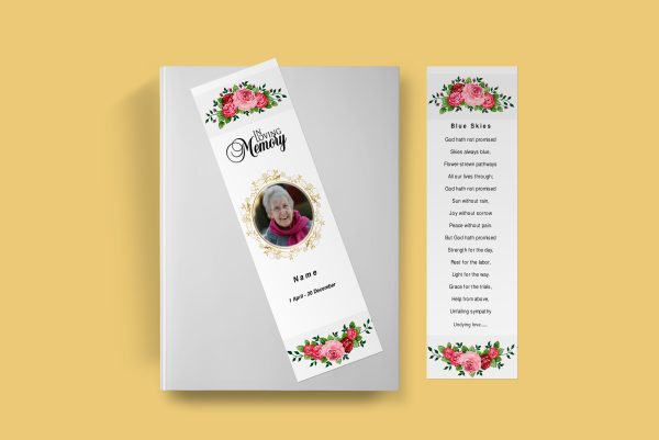 Watercolor Funeral Bookmark Template