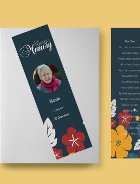 Simply Floral Funeral Bookmark Template