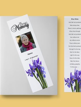 Purple Irises Funeral Bookmark Template
