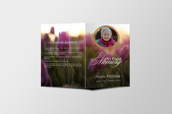 Tulip Funeral Program Template front page