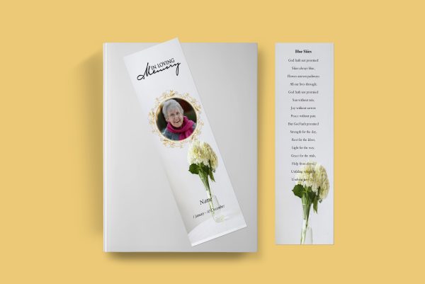 Hydrangeas Funeral Bookmark Template up or down page