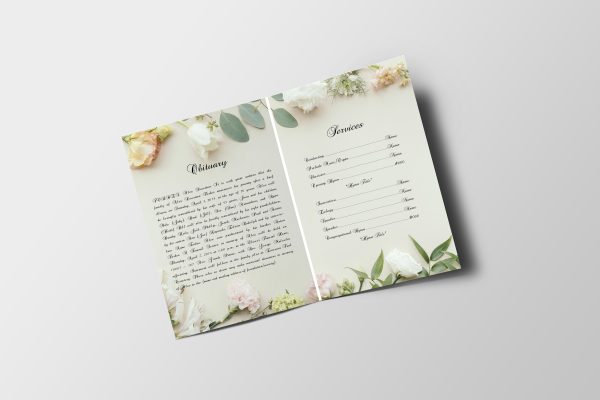 Fresh Flower Pattern Funeral Program Template inner page