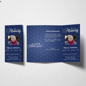 Blue Curtain Trifold Funeral Program Template