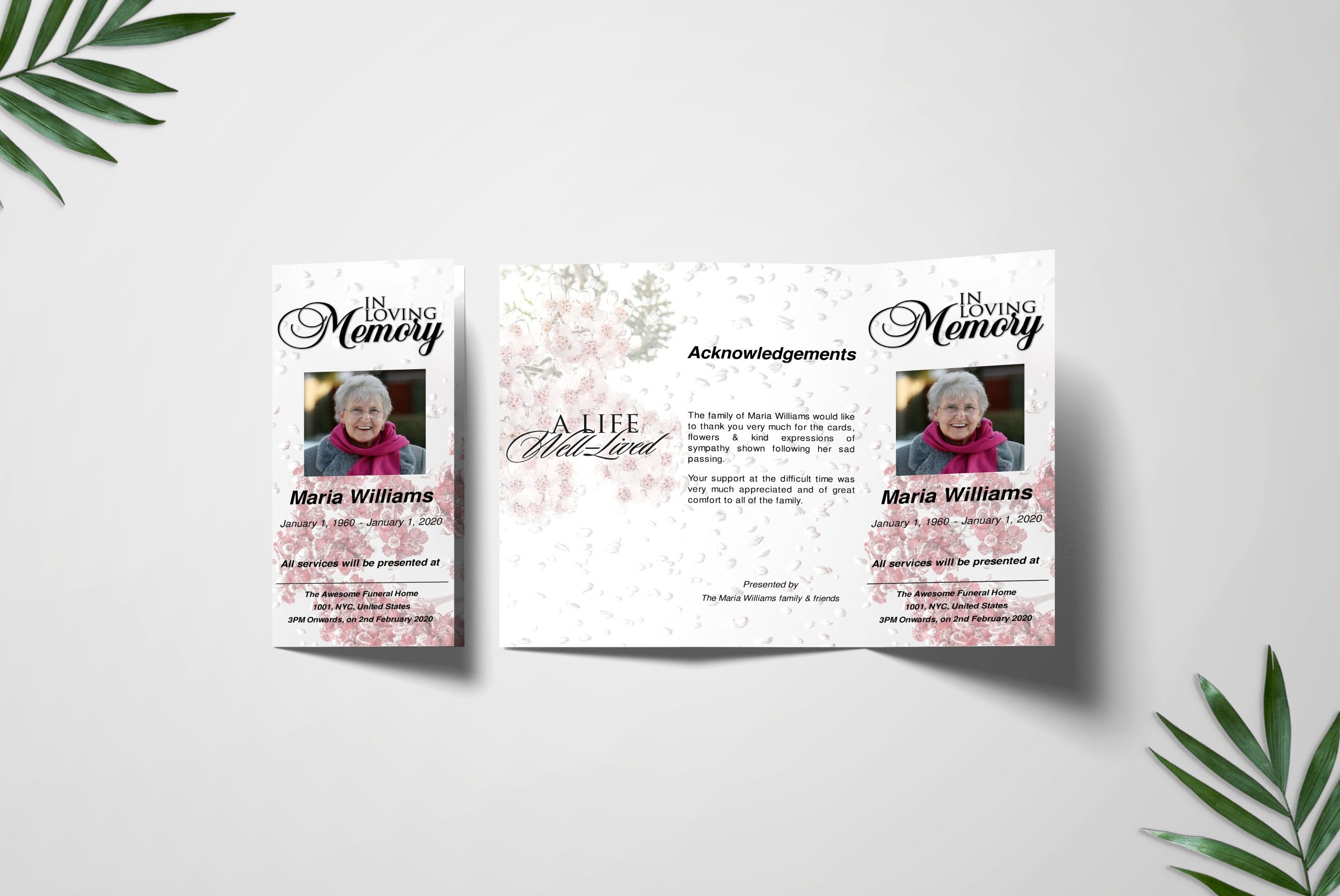 Air Bubbles Trifold Funeral Program Template