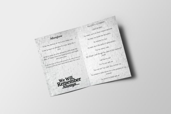 Brick Wall Half Page Funeral Program Template inner page