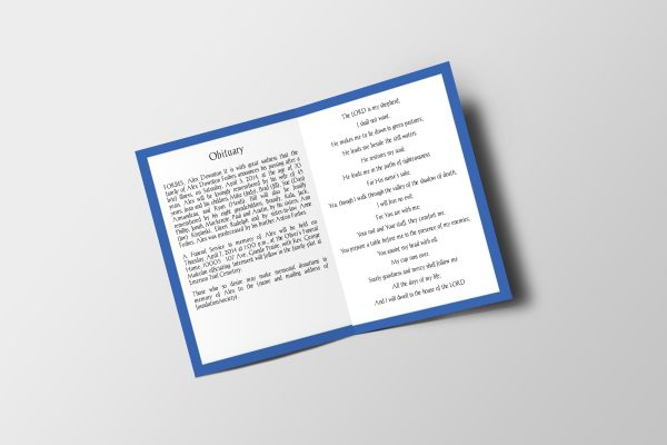 Blue Gradient Half Page Funeral Program Template inner page